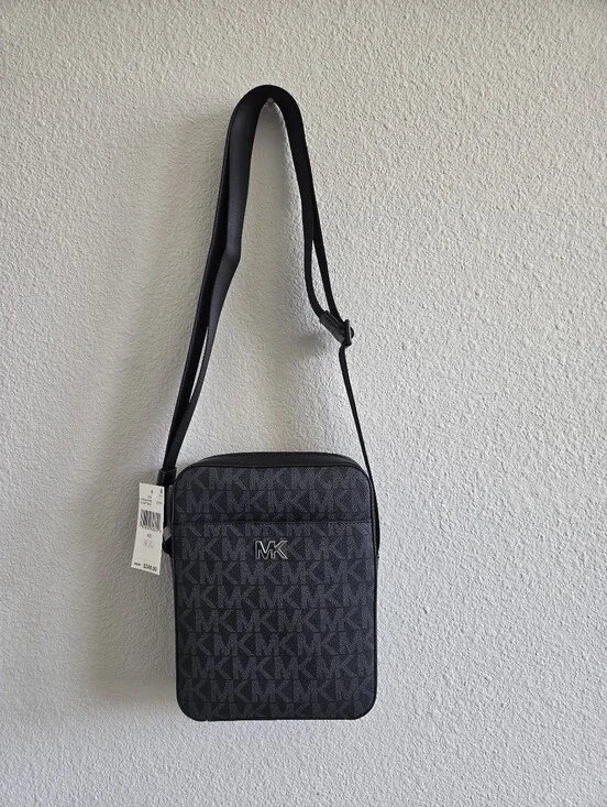 Michael Kors Everett  Men’s Black MK Logo Crossbody Bag NWT