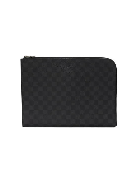 Louis Vuitton Pochette Jour GM Damier Graphite Black Gray Silver Clutch