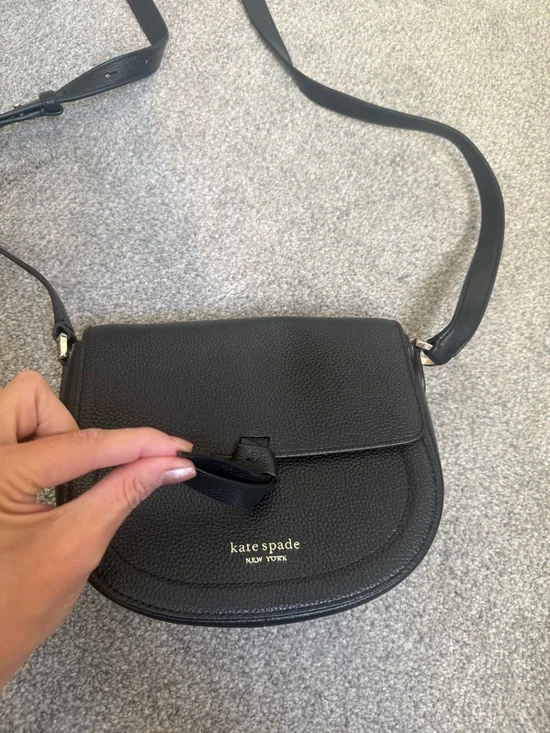 kate spade Black Pebbled Leather Messenger Bag