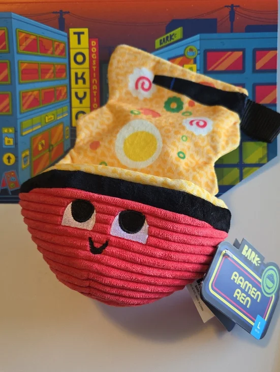 💰 3 For $30 Bark Ramen Ren Red & Yellow Ramen Plush Dog Toy
