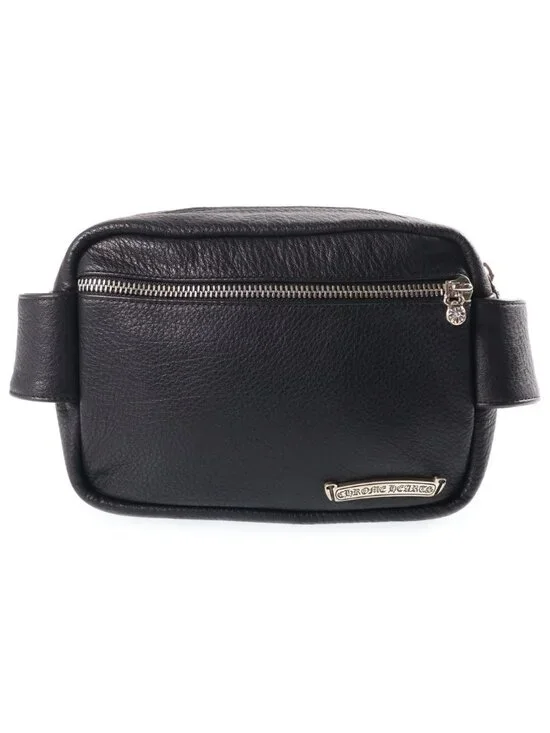 Chrome Hearts Strap on Leather Shoulder Bag Black