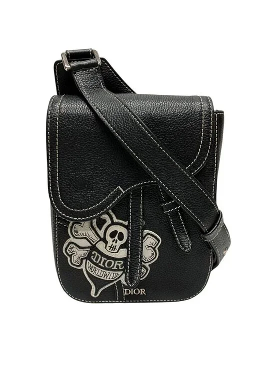 Dior Shawn Stussy Collaboration Saddle Bee Pouch Shoulder Bag Leather