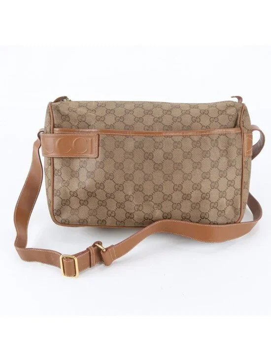 Gucci GG Supreme Leather Shoulder Bag Messenger Business Brown