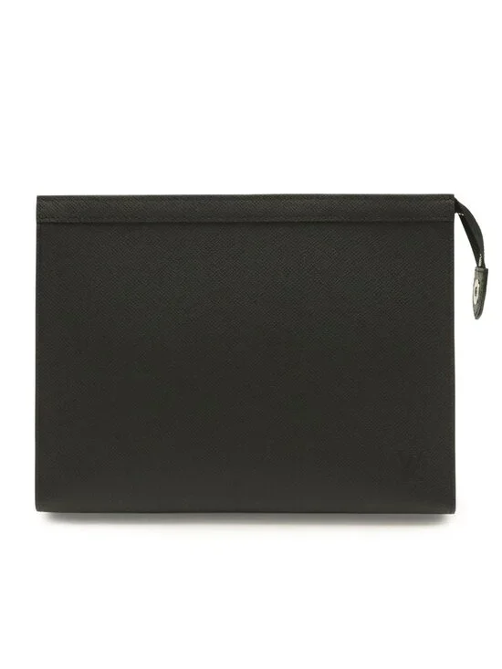 Louis Vuitton Taiga Pochette Voyage MM Clutch Calfskin Noir Black
