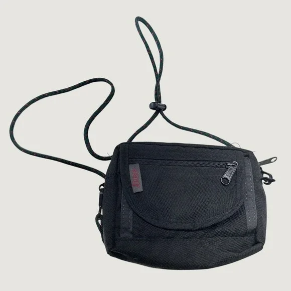 Bass Crossbody Bag Unisex Small Black Canvas Vintage Gorpcore Utility Pouch