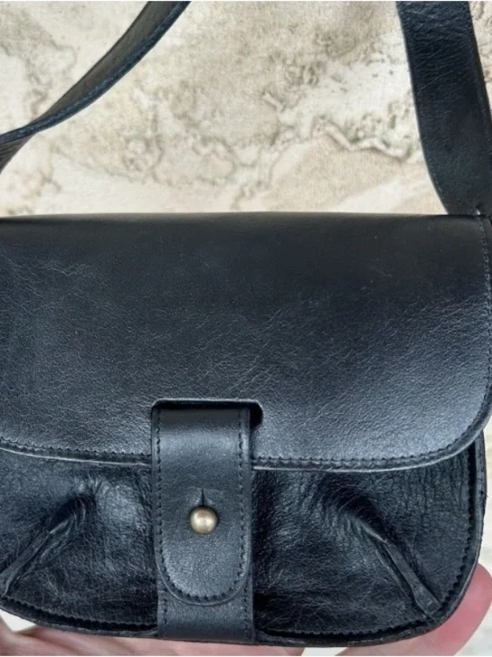 Eileen Fisher Crossbody Black Leather Mini Handbag Purse Adjustable Strap