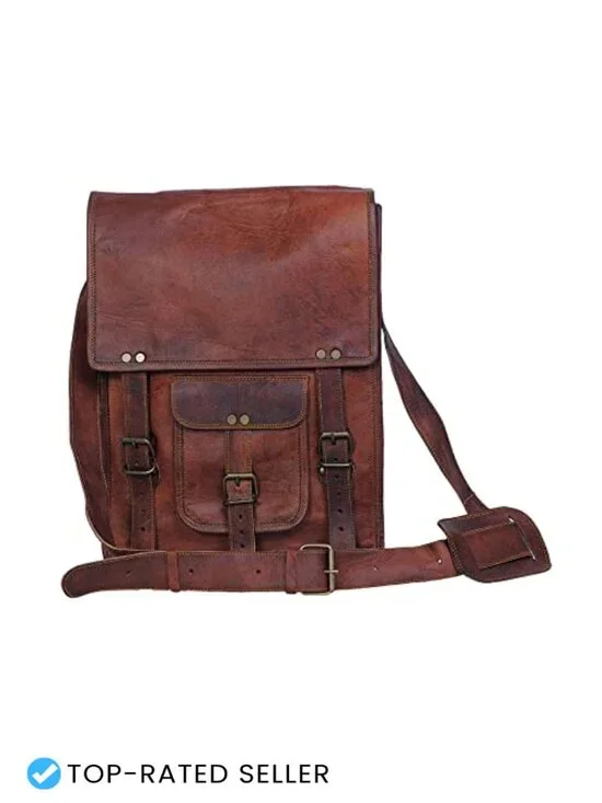 Full Grain Leather Messenger Bag Satchel Tablet Bag 11 inch Unisex