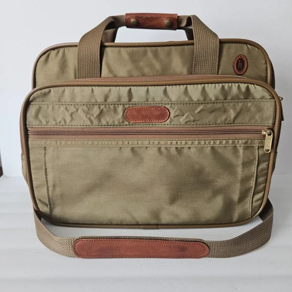 Brookfield by Hartmann Messenger Bag Carry-on Tote Leather Accents Adjustable