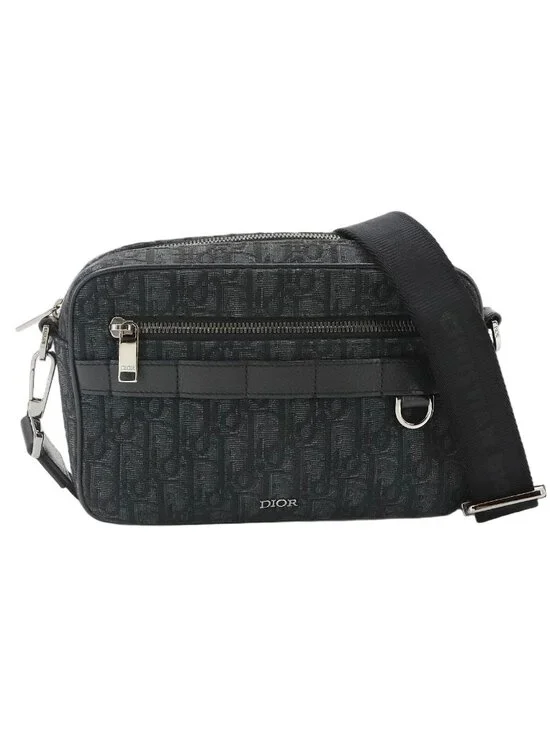 Dior Oblique Safari Shoulder Bag Canvas Leather Black