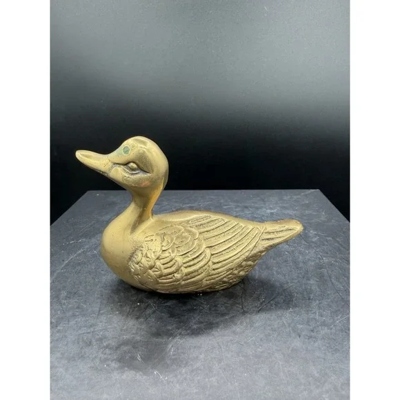 🦆 Vintage Small Solid Brass Duck Figurine / Paperweight