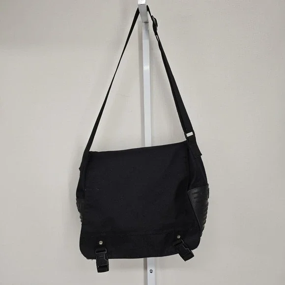 Esprit‎ Vintage Y2K Black Messenger Bag Rubber Base Techwear Crossbody Utility