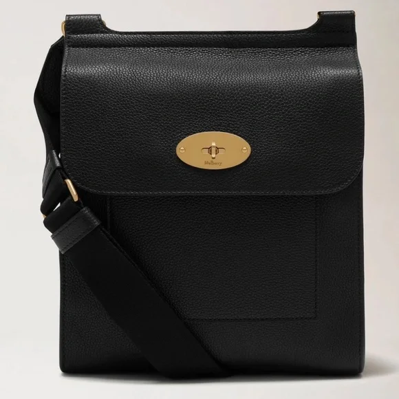 Mulberry 'Anthony' Small Classic Grain Black Messenger Bag  - MSRP $750 - BNIB