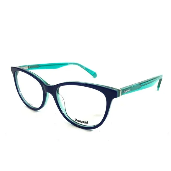 Polaroid Eyeglasses Frames PLD D395 Z90 Aqua Blue Cat Eye Full Rim 52-18-145