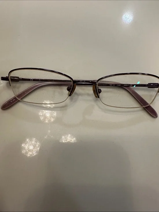Classic Rectangular Women’s Eyeglass Frames in Bronze with Pink Temples