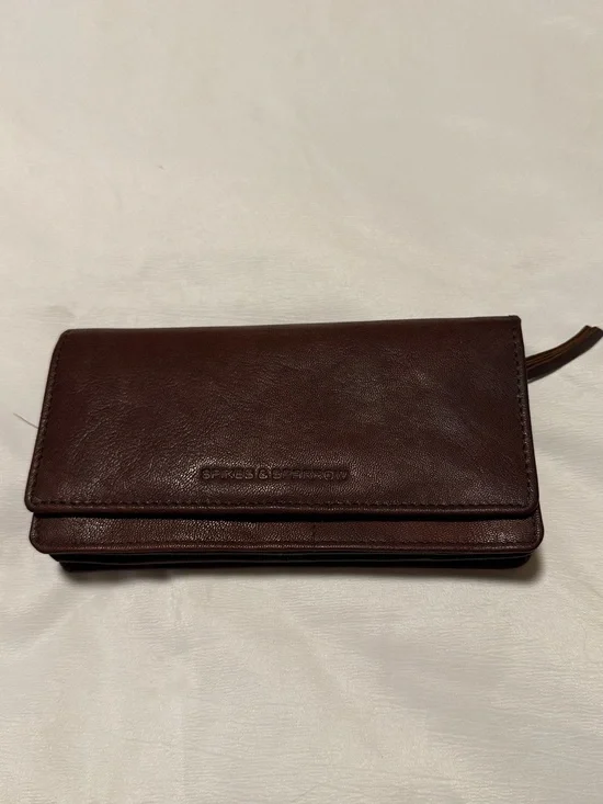 Spikes & Sparrow Genuine Leather Brown Foldover Wallet Clutch Wristlet