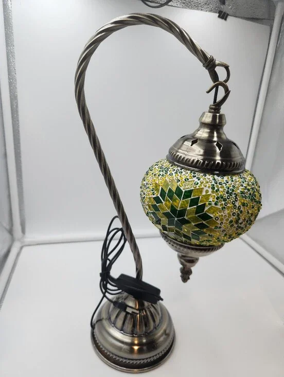 New Handmade Green Turkish Lamp with curved base