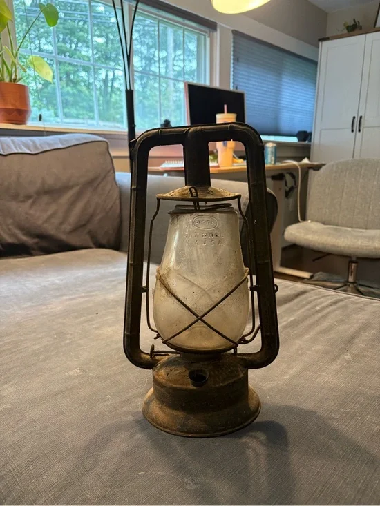 Vintage Metal Hurricane Lantern - Rustic Brown