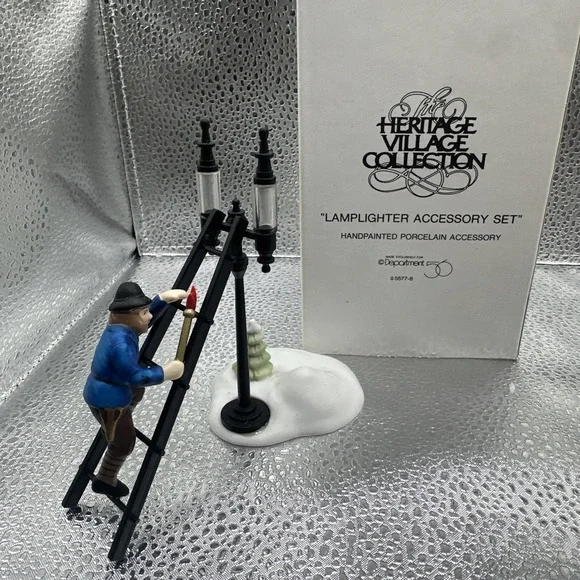 Department 56 Heritage Village Collection Lamplighter Accessory Set #5577-8, 3pc