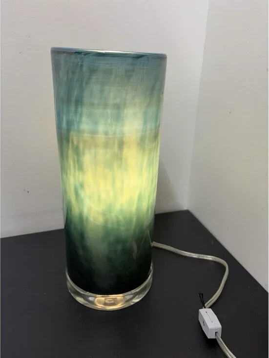Teal & Bronze Art Glass Uplight  Accent Lamp 5” x 13” (NEW)