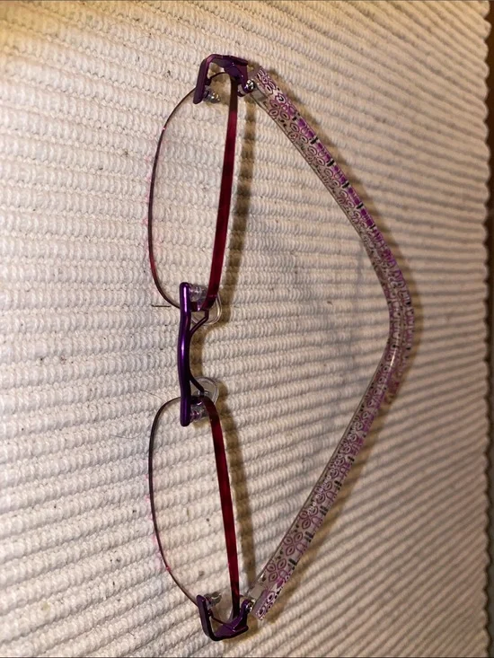 +1.50 Foster Grant Purple and clear Floral Rimless Reading Glasses for Women