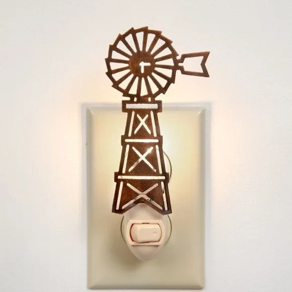 Farmhouse‎ Windmill Night Light Laser Cut Metal On/Off Switch Bulb Included