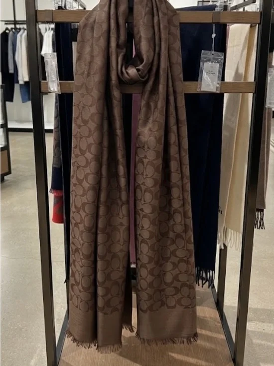 Coach Brown Signature Jacquard Scarf