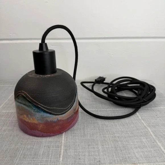 Handmade Ceramic Pendant Light Clay Southwestern Desert Woodruff‎ Black