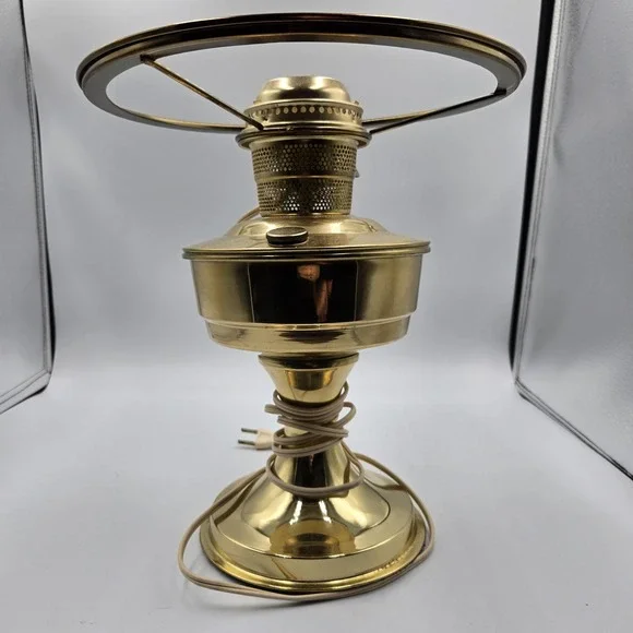 Antique vtg oil kerosene Lamp electrified Brass Base No Shade Unmarked MCM works
