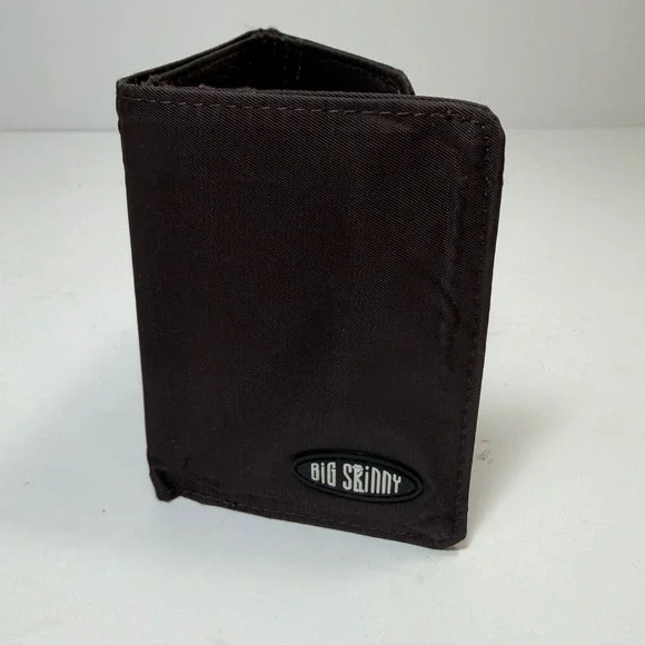 Big Skinny Mens Brown Minimalist Lightweight Trifold Utilitarian Canvas Wallet