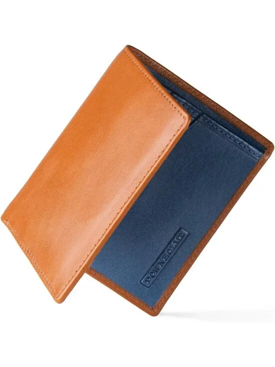 Slim Leather Bifold Wallet for Men - Stylish Saddle Tan Design, RFID Blocking