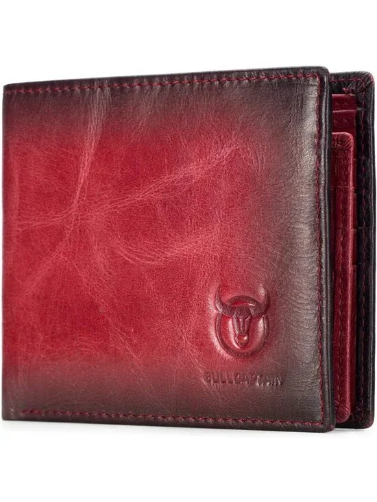 Genuine Leather RFID Wallet for Men, Slim Design, Stylish Crimson Color