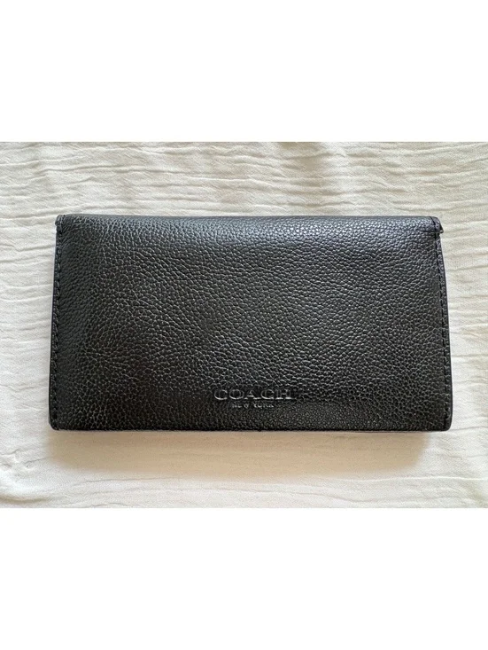 Coach Men’s Black Pebbled Leather Long Breast Pocket Wallet Card Holder
