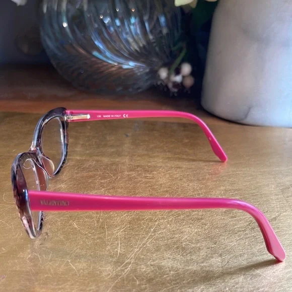 Valentino Cat-Eye Fuchsia Lace Overlay Eye Glasses V2654