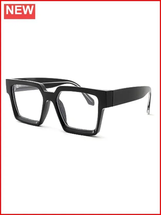Oversized Square Blue Light Blocking Glasses Full Rim Metal Frame