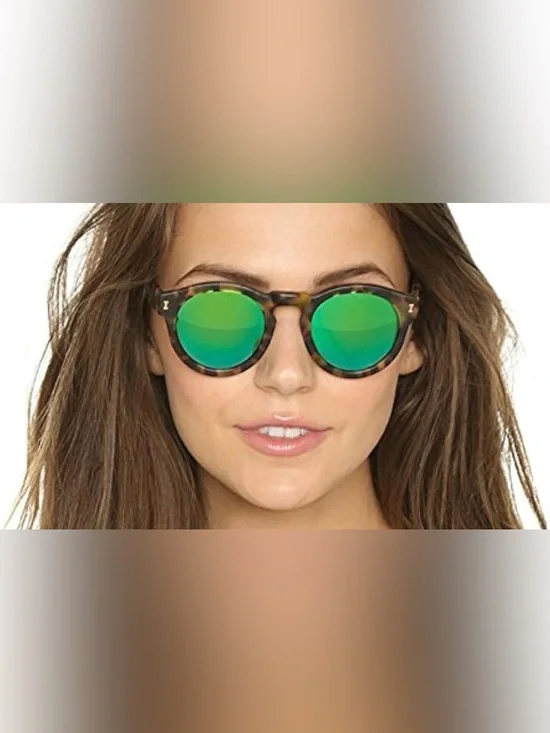 Illesteva Tortoiseshell Sunglasses w/Green Mirrored Lenses w/leather case
