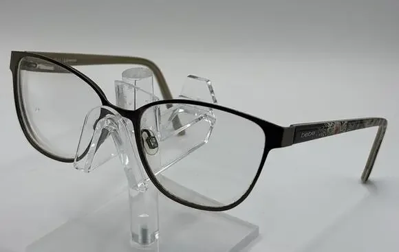 Bebe Women's Eyeglasses Brown Metal Rectangle Floral Temple Frames