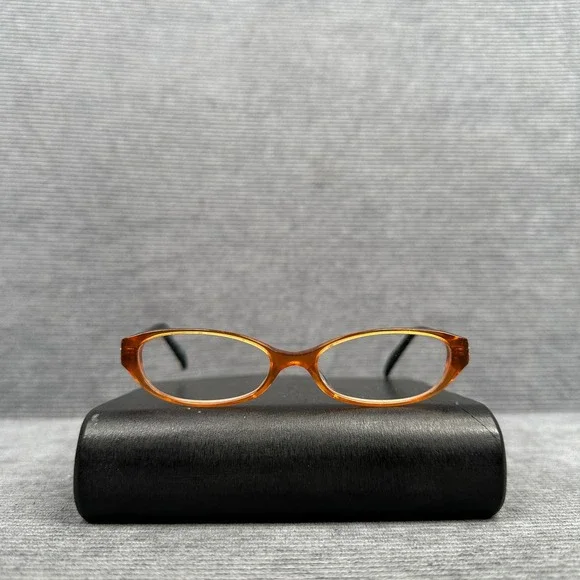 Geoffrey Beene Opulence BRN Eyeglass Frames Amber Black Scroll Rhinestone Y2k