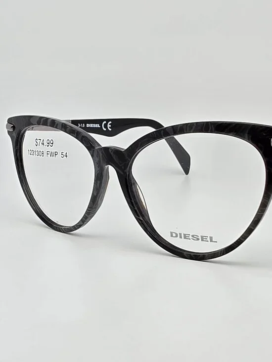 Diesel DL5193-3 005 Black Marble Cat Eye Eyeglasses Frame 54-15-140