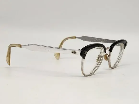 American Optical AO Mens Silver Browline Eyeglass Frame 1/10 12KGF 5 3/4 Vintage