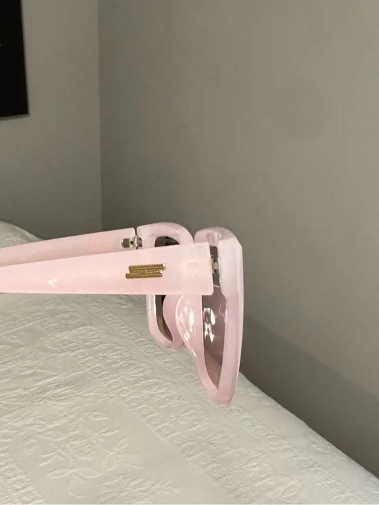 Translucent Pink Women's Fashion Sunglasses with Gold Accent