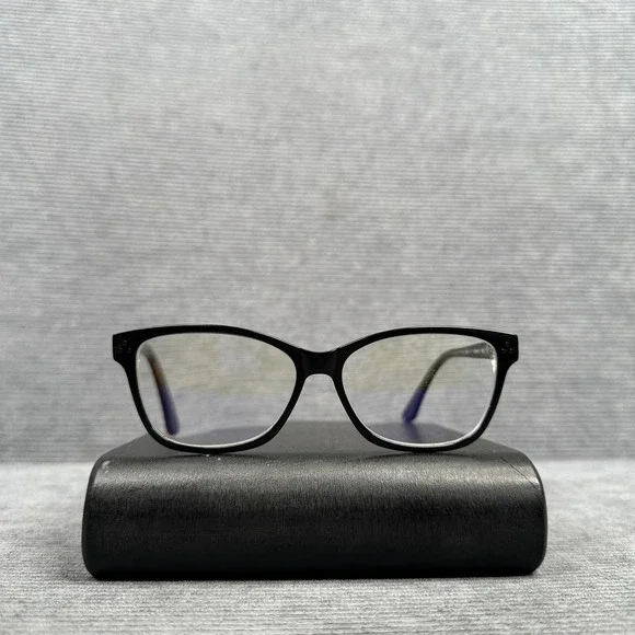 Link Occhiali Black Tortoise Rectangular y2k Eyeglasses Frames 54-15-140 C.1 vtg