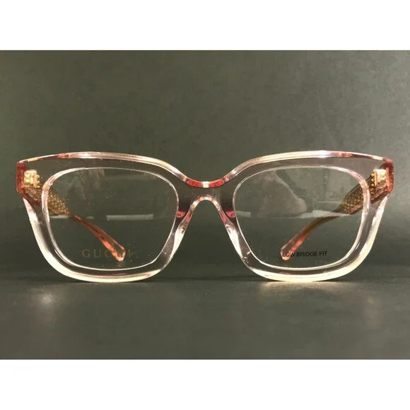 Gucci Eyeglasses Frames GG02067OL 007 Transparent Pink Asian Fit Thick 52-20-145