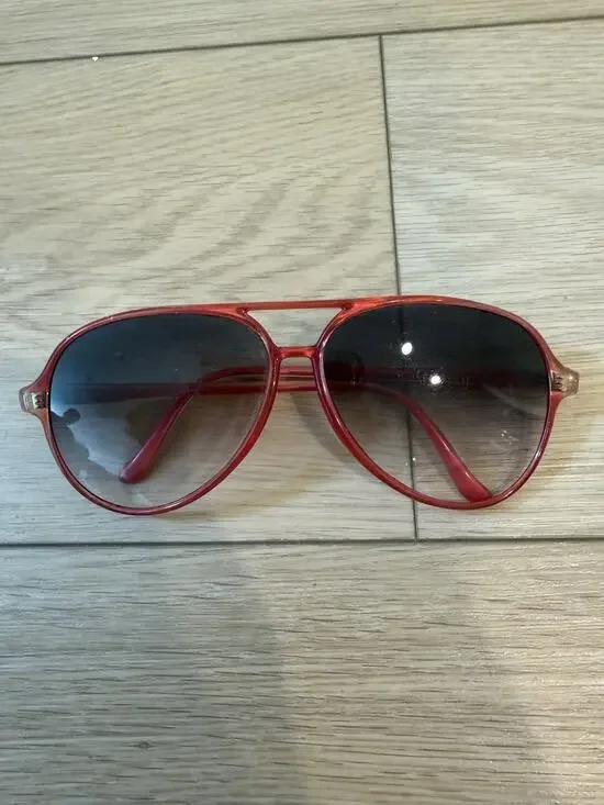 Vintage Goola Gong Sunglasses Red Aviator Made in France Retro 80s