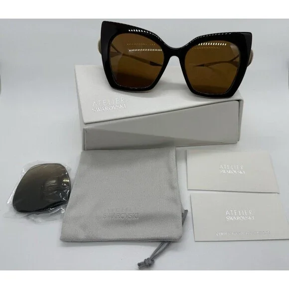 Swarovski Atelier SK271-P 48G Brown Cat Eye Sunglasses Frame 53-18-140 Italy COA