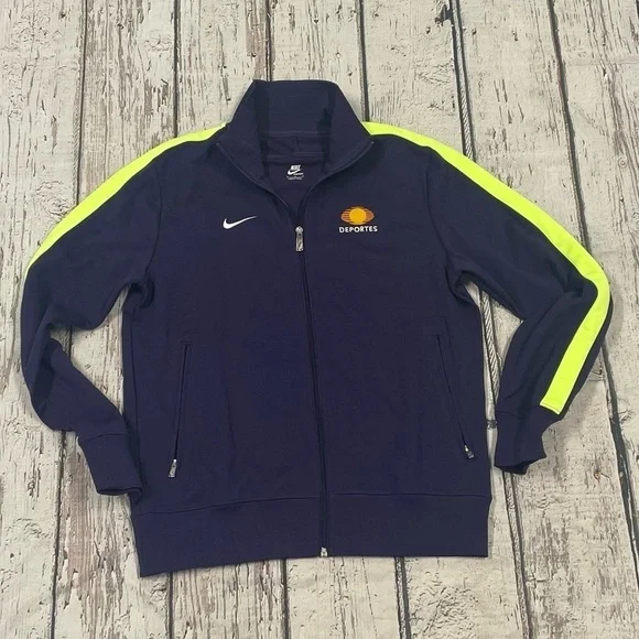 Deportes Blue Nike Zip Up Running Soccer Coat Track Jacket