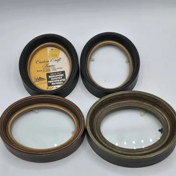 Black Gold Brown Oval Picture Frames Plastic Wall Photo Frames Vtg Set of‎ 5