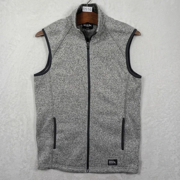 Eddie‎ Bauer Sweater Fleece Vest Mens S Gray Full Zip Layering Hiking Gorpcore