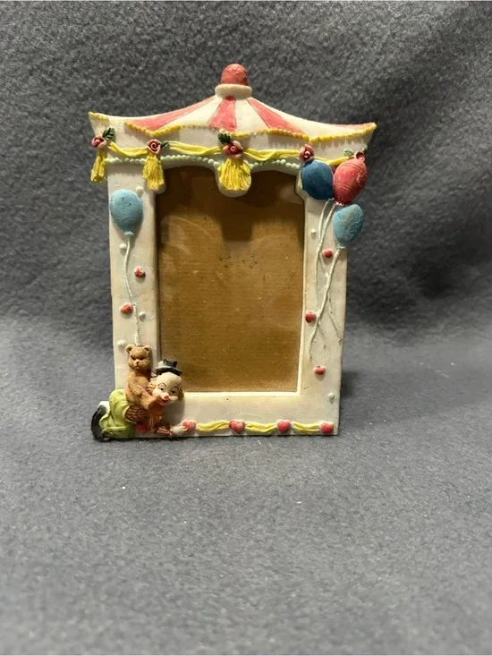 Whimsical Carousel Baby Photo Frame - Cream & Pink