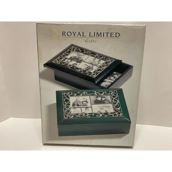 Royal Limited Wood Collage Box 5 Opening Photo Frame Lid‎ Black Silver 84780K