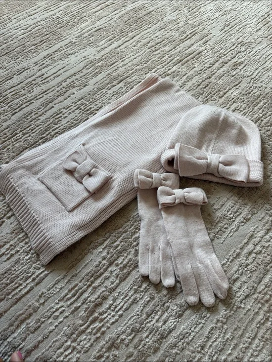 Kate Spade Set of 3: Scarf, Beanie & Gloves Light Pink